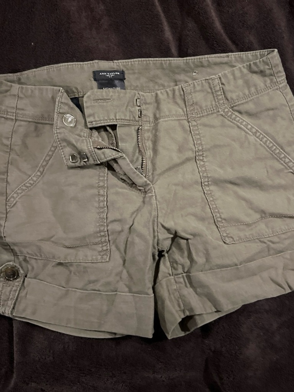 Ann Taylor Olive Utility Cuffed Shorts